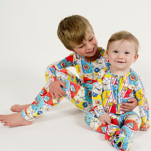 comic-hero-bamboo-kids-pajamas-bellabu-bear - Sophia's Style -7